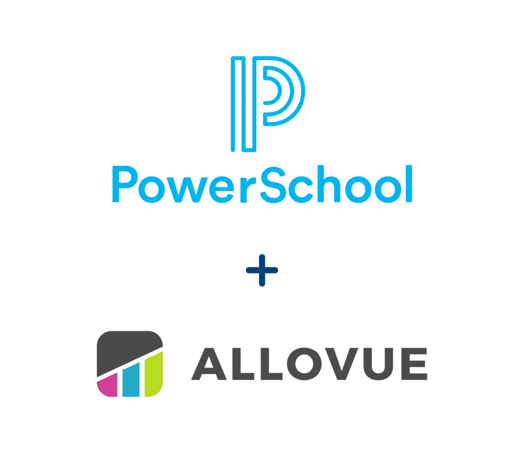 PowerSchool and Allovue logos
